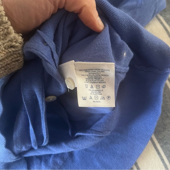 Light Blue Lands End Cotton Cardigan and Sleeveless Shell Set - Picture 5 of 7